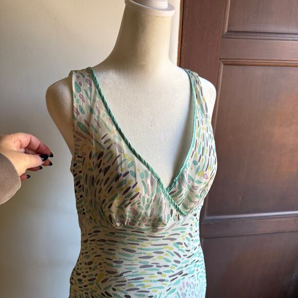 Y2K Vintage TO THE MAX | Teal Silk Bias Cut Midi Cocktail Dress | Size 10 - Picture 4 of 6